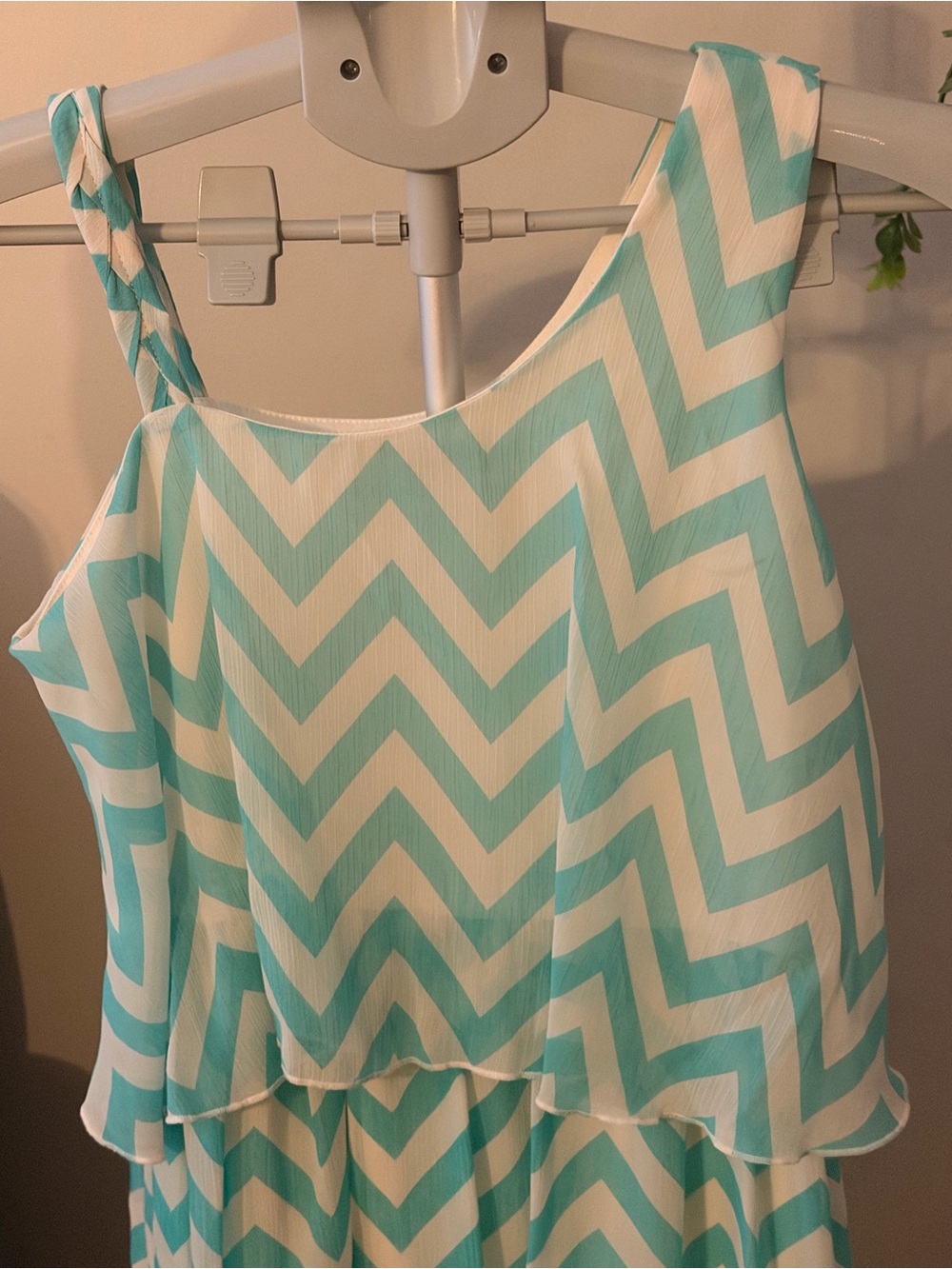 Disorderly Kids Girls Chevron Tiered Sundress in Aqua and White - Picture 4 of 12
